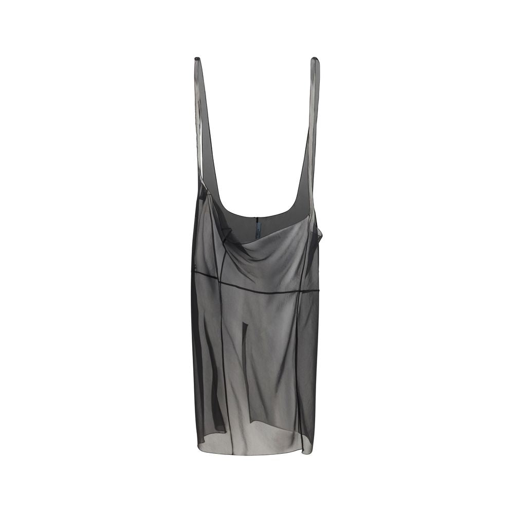 Prada Black Semi-Sheer Cigaline Midi-Skirt with Suspender Straps