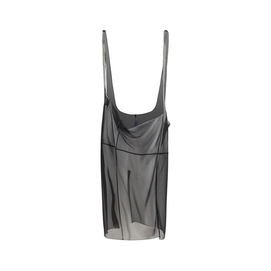Prada Black Semi-Sheer Cigaline Midi-Skirt with Suspender Straps