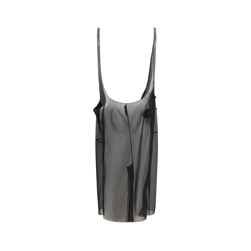 Prada Black Semi-Sheer Cigaline Midi-Skirt with Suspender Straps