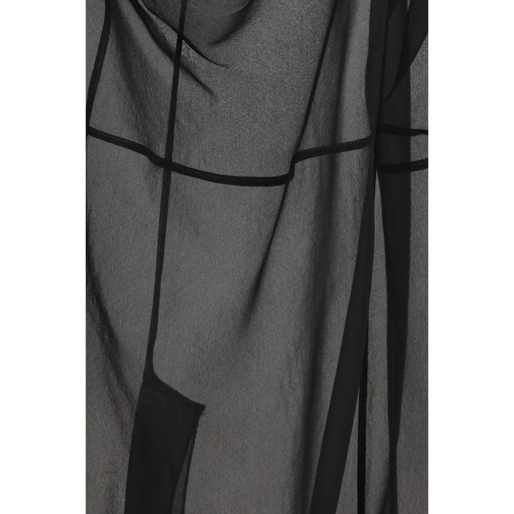 Prada Black Semi-Sheer Cigaline Midi-Skirt with Suspender Straps