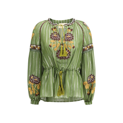 Valentino Green Silk Blouse