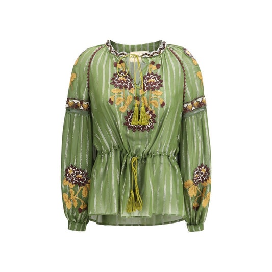Valentino Green Silk Blouse