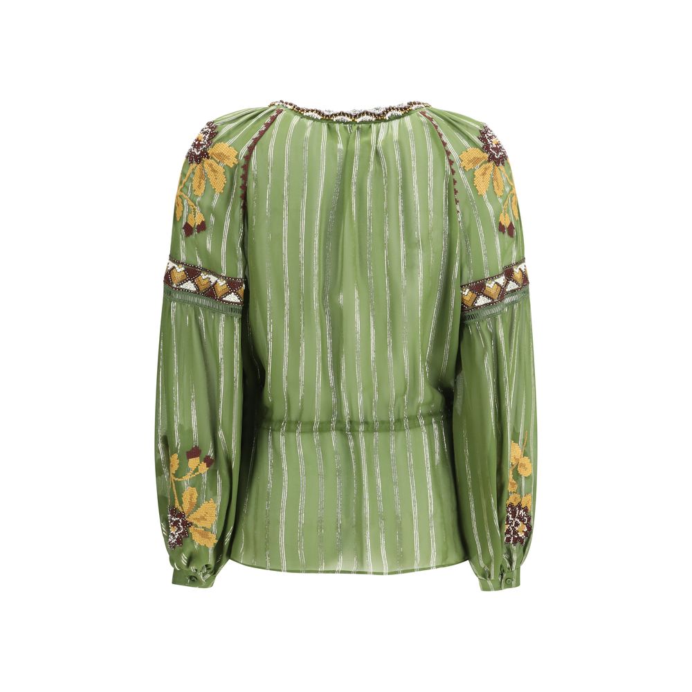 Valentino Green Silk Blouse