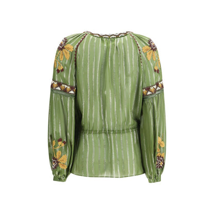Valentino Green Silk Blouse