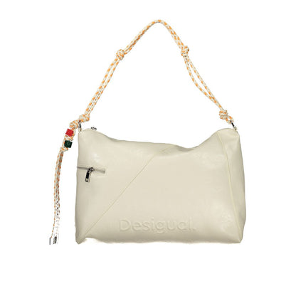 Desigual Ecru Polyurethane Women Handbag - Half Logo Bag Leiria 2.0