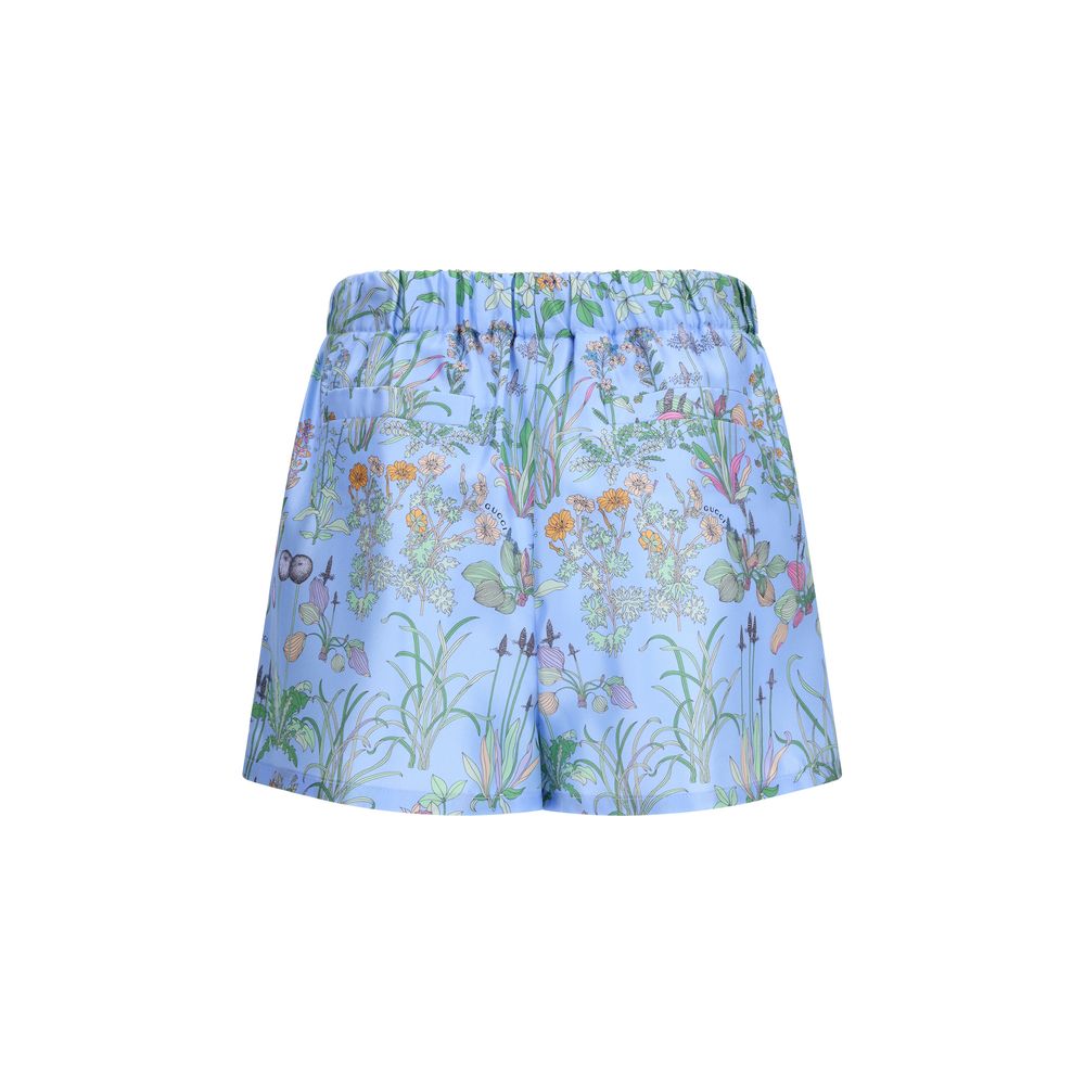 Gucci Blue Silk Shorts – Elegance Redefined
