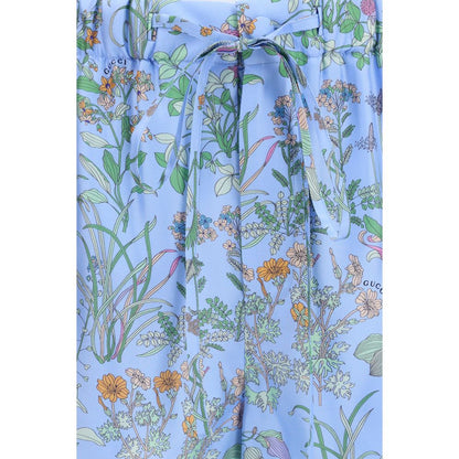 Gucci Blue Silk Shorts – Elegance Redefined