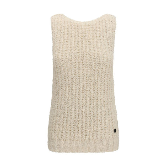 Balmain Beige Cotton Sleeveless Vest Sweater