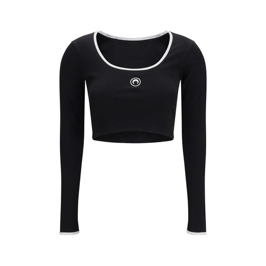 Marine Serre Black Cotton Sportswear Moon Logo T-Shirt