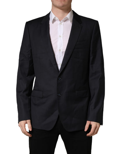 Dolce & Gabbana Black Wool Slim Fit Coat Men Jacket Blazer