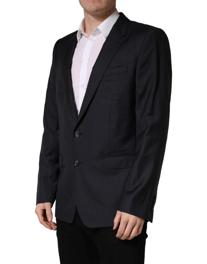Dolce & Gabbana Black Wool Slim Fit Coat Men Jacket Blazer