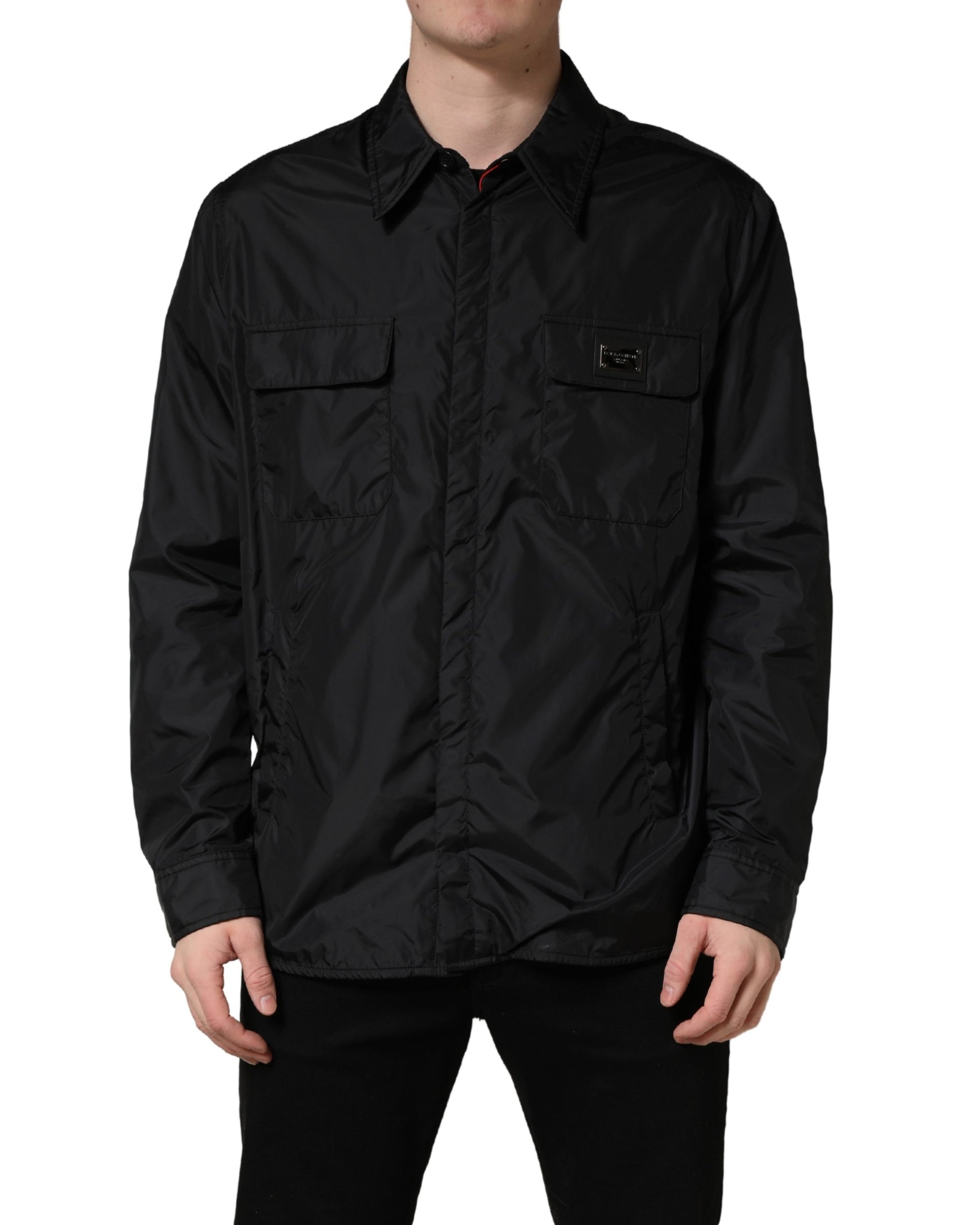 Dolce & Gabbana Black Logo Plaque Long Sleeves Shirt Jacket