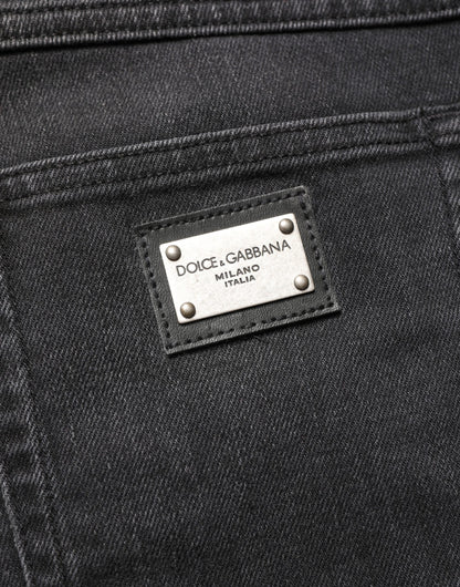 Dolce & Gabbana Black Cotton Stretch Regular Skinny Denim Jeans