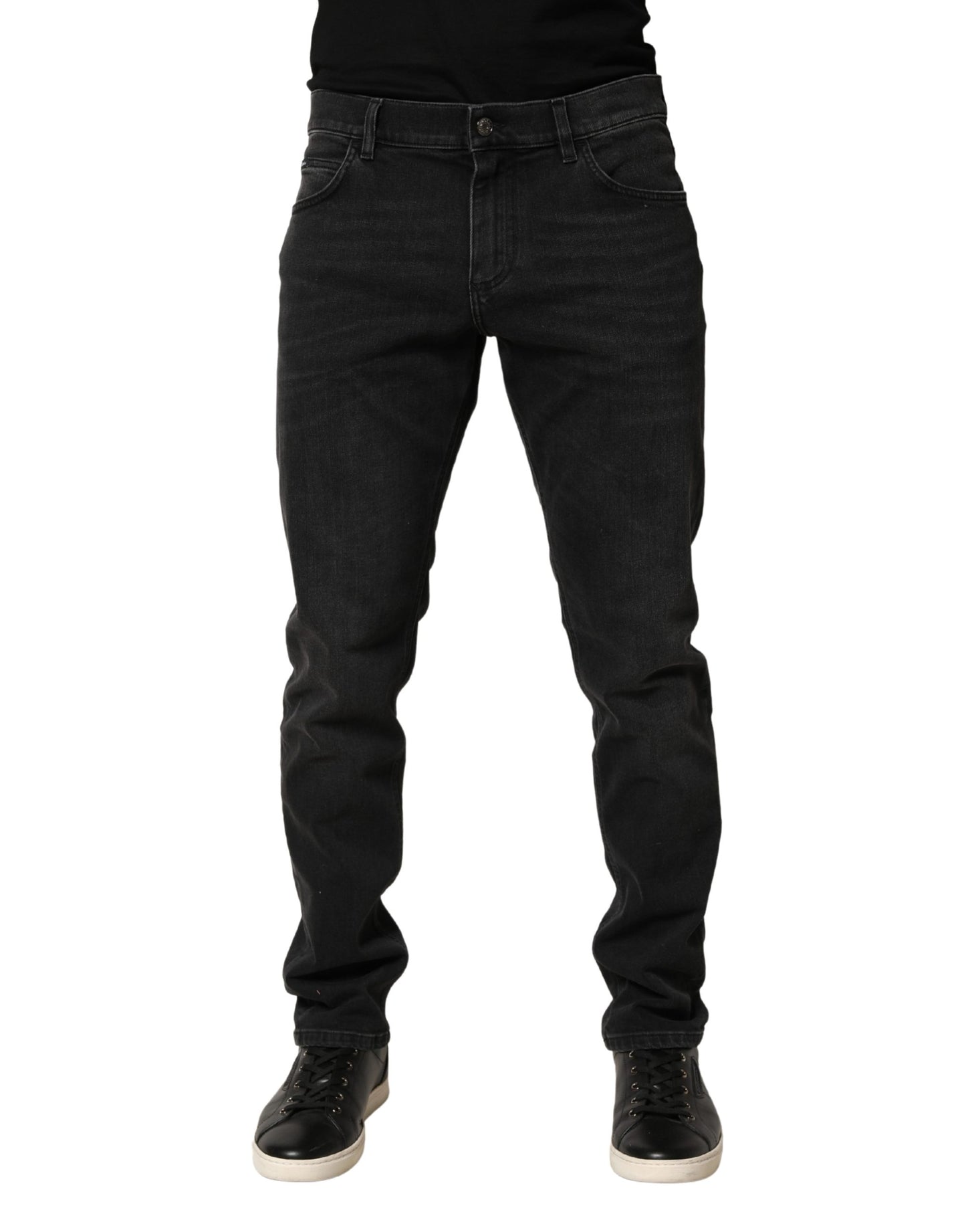 Dolce & Gabbana Black Cotton Stretch Regular Skinny Denim Jeans
