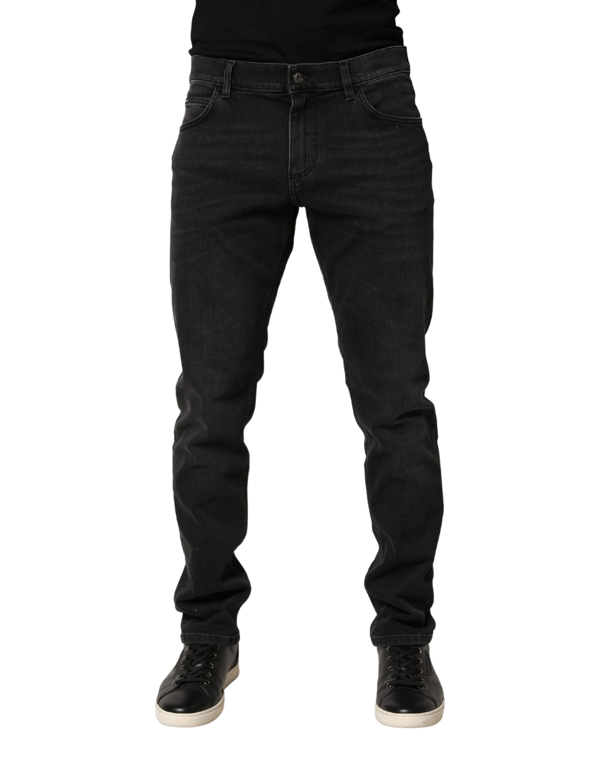 Dolce & Gabbana Black Cotton Stretch Regular Skinny Denim Jeans