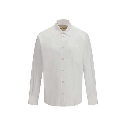 Valentino White Cotton Dress Shirt - VGold Detail