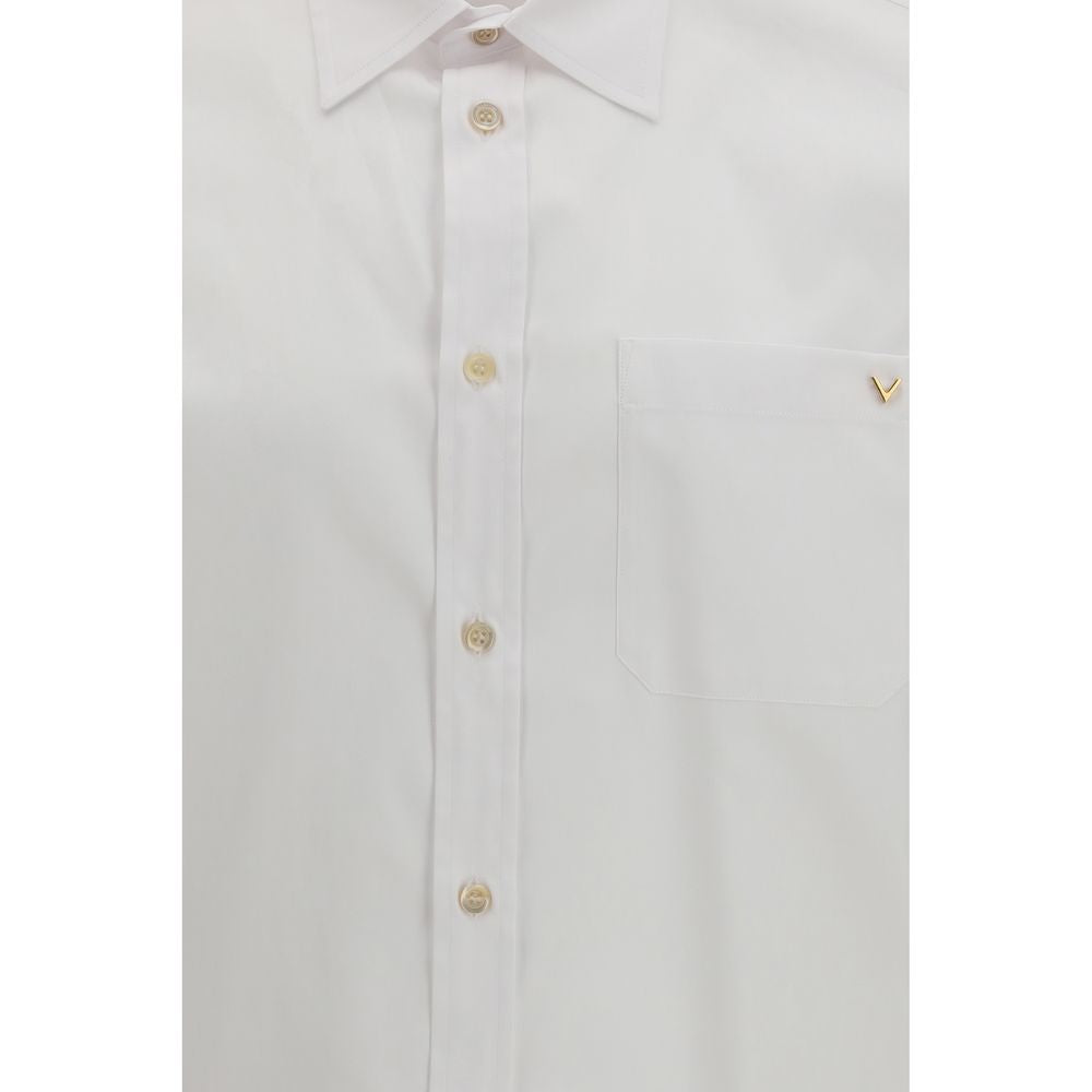 Valentino White Cotton Dress Shirt - VGold Detail