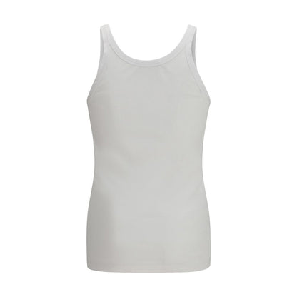 Dolce & Gabbana White Cotton Printed Tank Top
