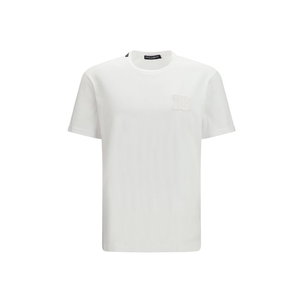 Dolce & Gabbana White Cotton T-Shirt with Patch
