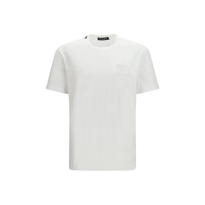 Dolce & Gabbana White Cotton T-Shirt with Patch