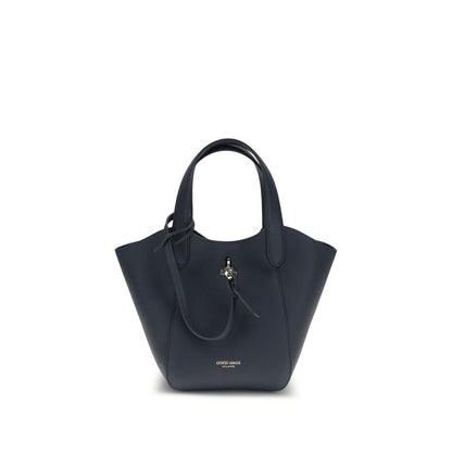 Giorgio Armani Blue Calf Leather Bos Taurus Handbag