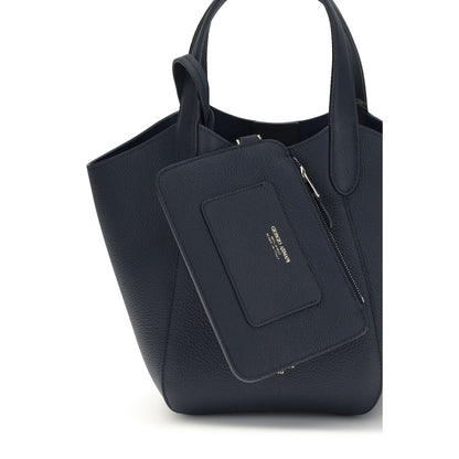 Giorgio Armani Blue Calf Leather Bos Taurus Handbag