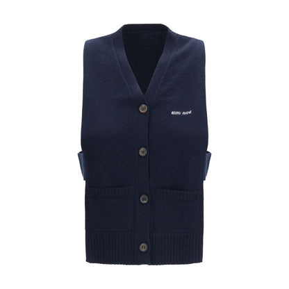 Miu Miu Blue Cashmere Sleeveless Sweater
