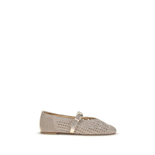 Stuart Weitzman Gold Fabric Ballet Flats - Leora Ballerinas