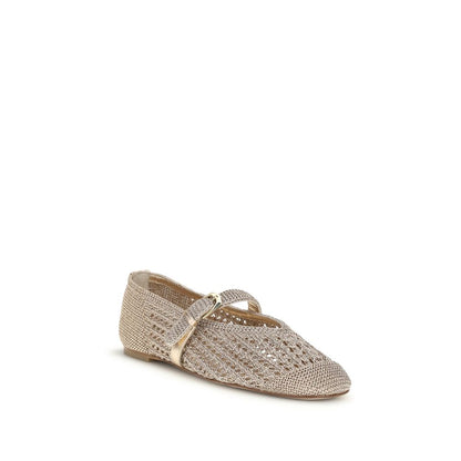Stuart Weitzman Gold Fabric Ballet Flats - Leora Ballerinas