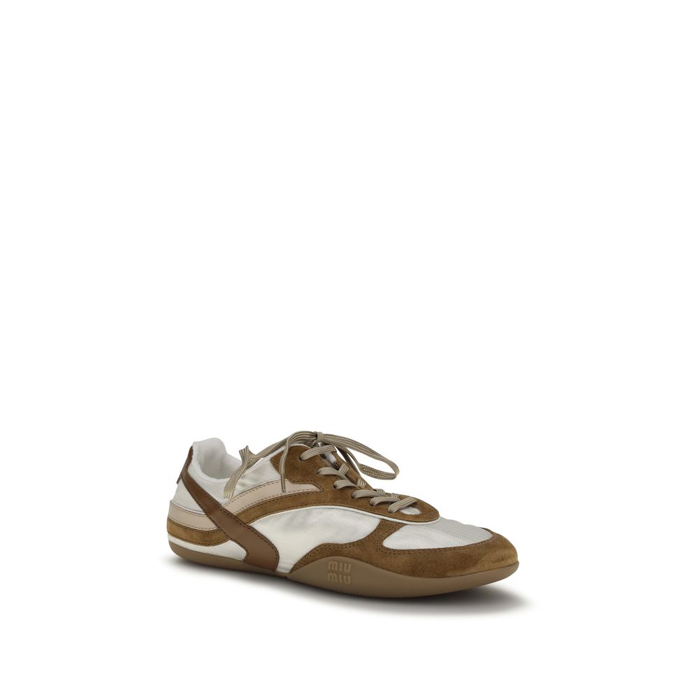 Miu Miu Gymnasium Chalk White Cinnamon Sneakers