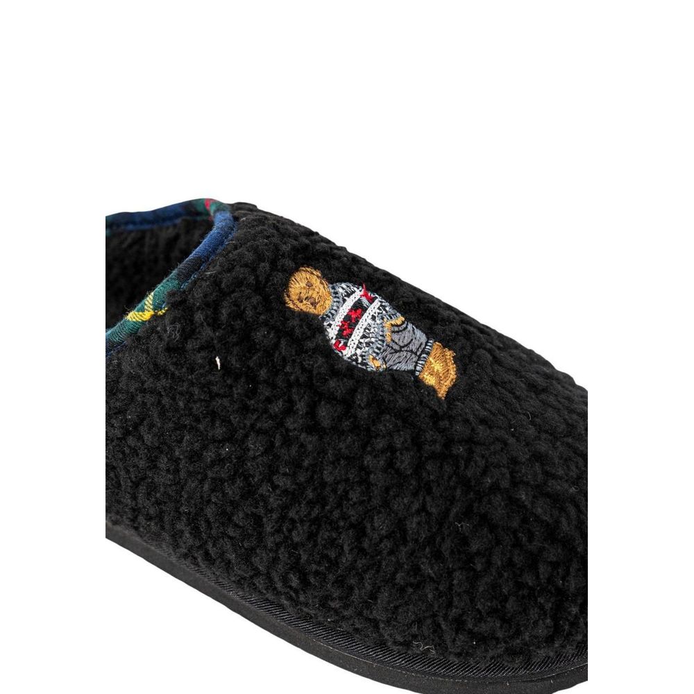 Ralph Lauren Black Cotton Slippers with Women's Headband
