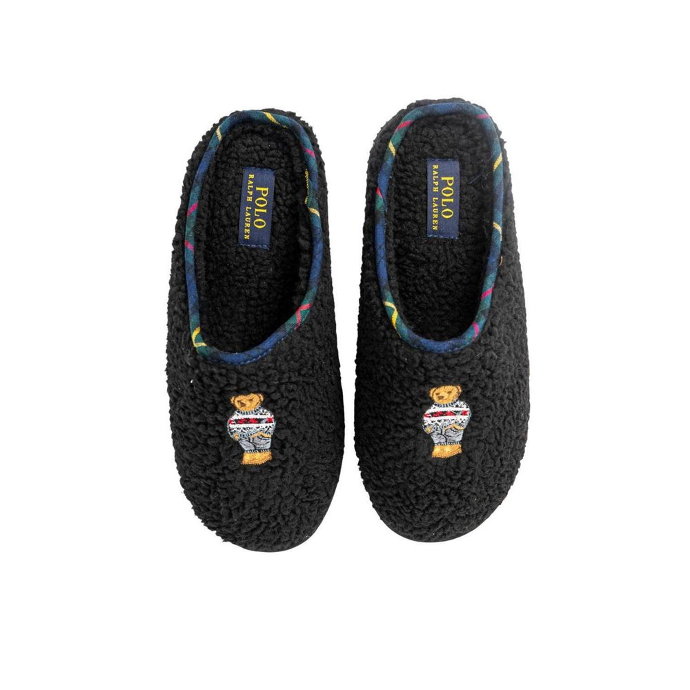 Ralph Lauren Black Cotton Slippers with Women's Headband