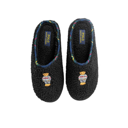 Ralph Lauren Black Cotton Slippers with Women's Headband