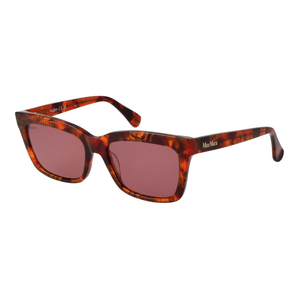 Max Mara Women’s Sunglasses – Brown Rectangle Frame, Rose Lenses