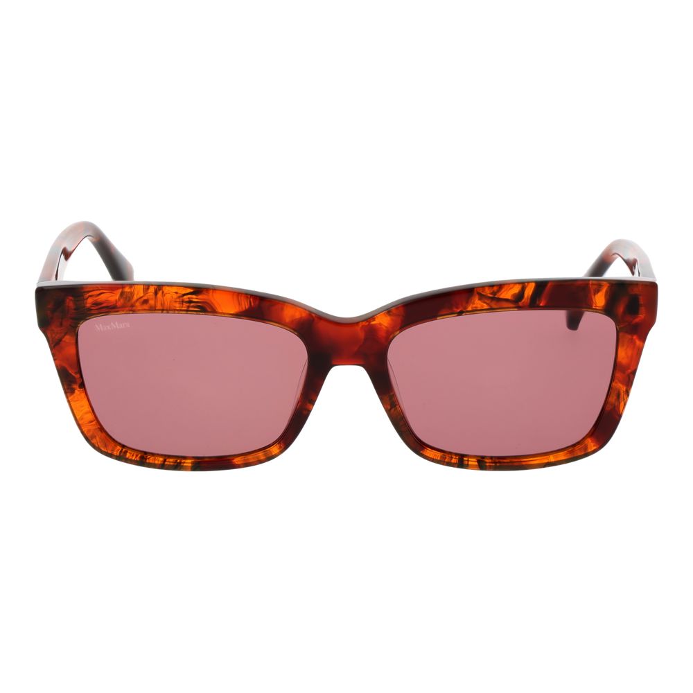 Max Mara Women’s Sunglasses – Brown Rectangle Frame, Rose Lenses