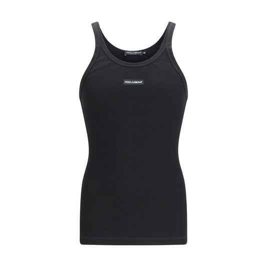 Dolce & Gabbana Black Cotton Printed Tank Top