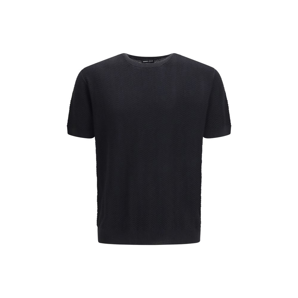 Giorgio Armani Black Silk Short-Sleeved Sweater