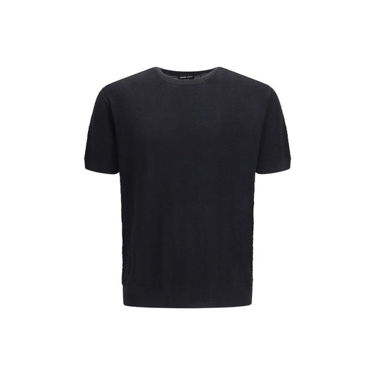 Giorgio Armani Black Silk Short-Sleeved Sweater