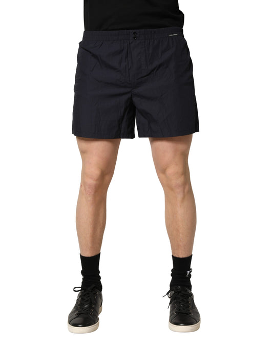 Dolce & Gabbana Black Cotton Elastic Waist Swim Shorts
