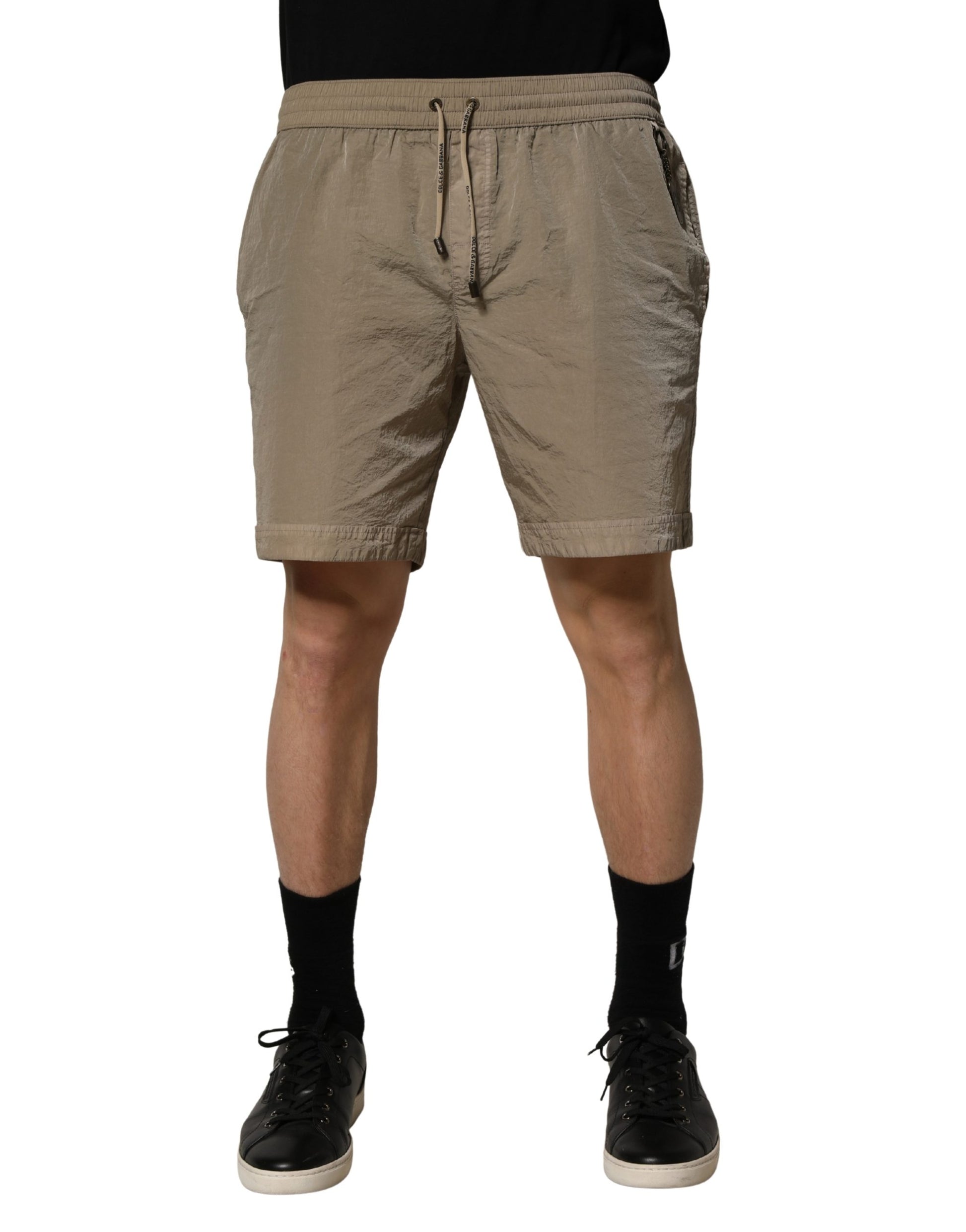 Dolce & Gabbana Brown Nylon Drawstring Swim Shorts