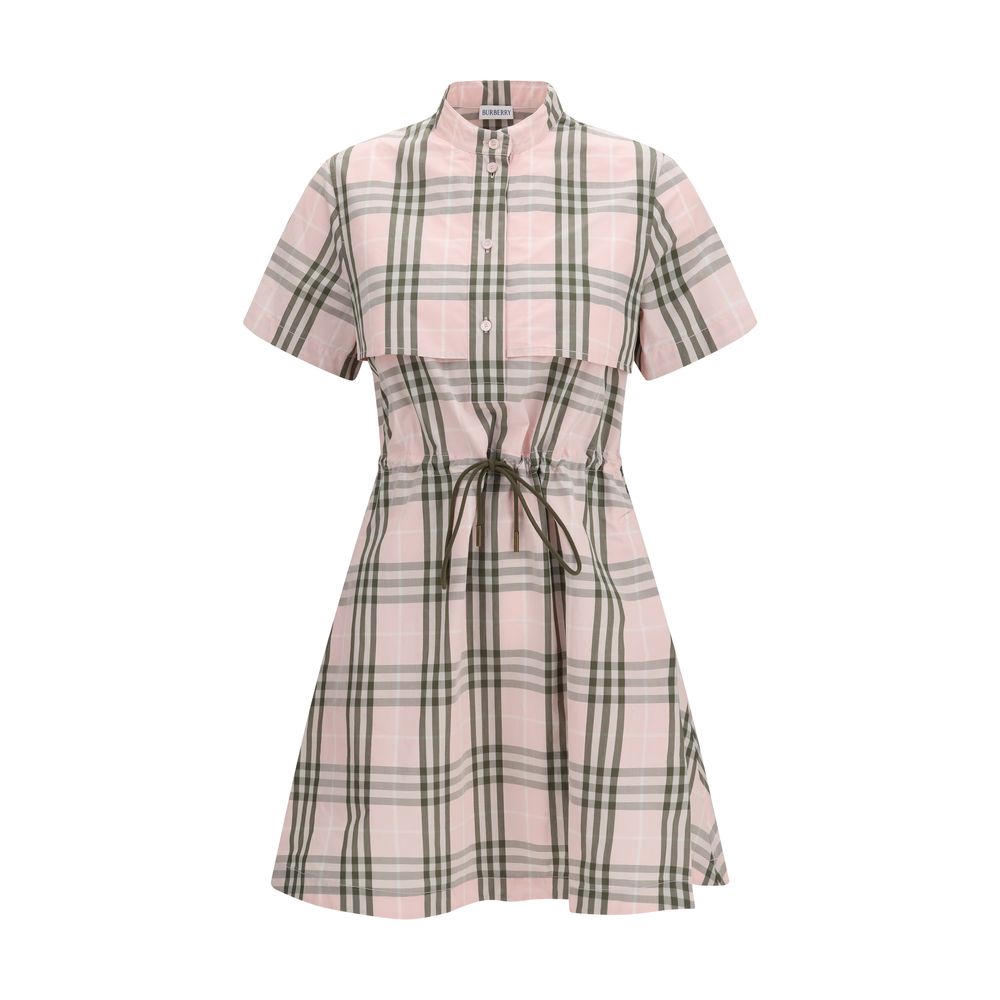 Burberry Check Cotton Dress in Mallow Pink