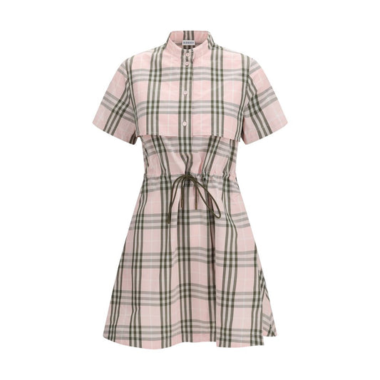 Burberry Check Cotton Dress in Mallow Pink