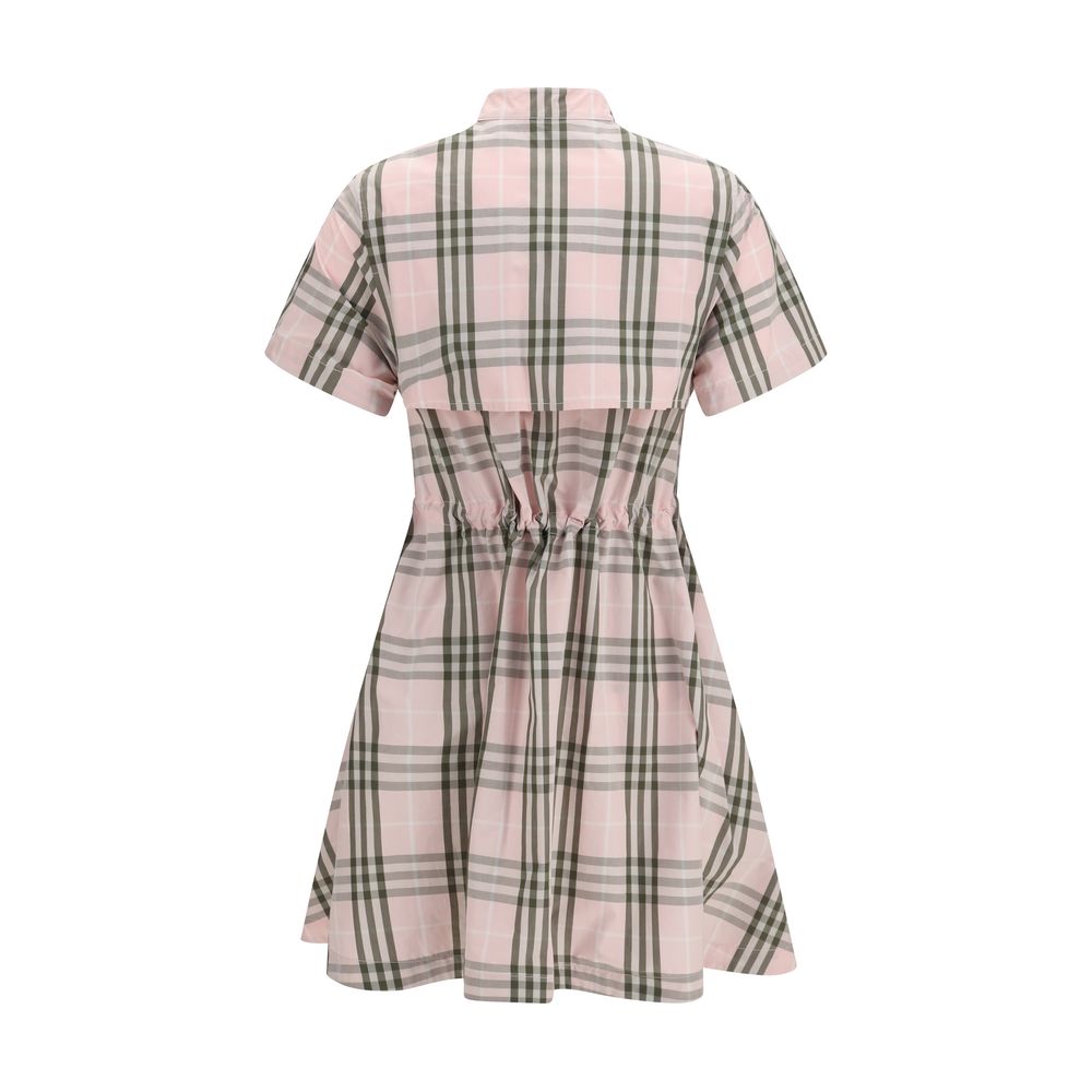 Burberry Check Cotton Dress in Mallow Pink