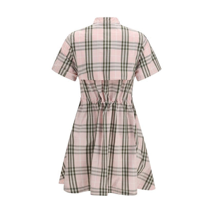 Burberry Check Cotton Dress in Mallow Pink