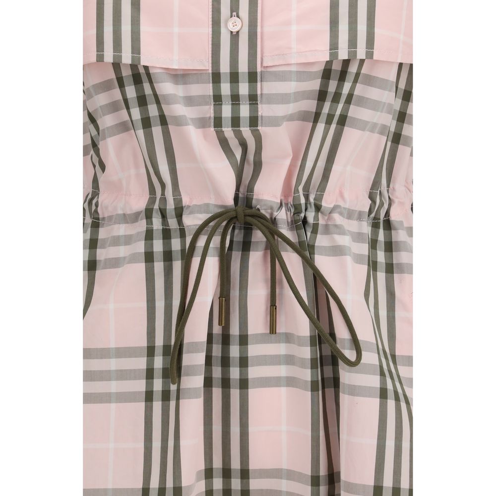 Burberry Check Cotton Dress in Mallow Pink