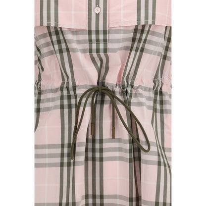 Burberry Check Cotton Dress in Mallow Pink