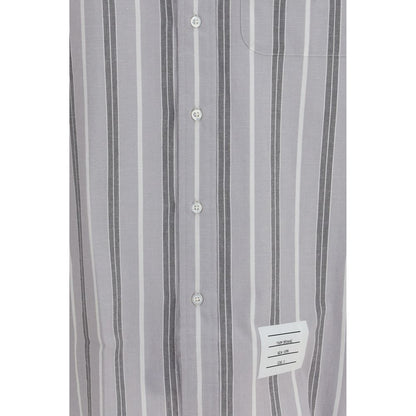 Thom Browne Gray Cotton Madras Striped Armband Shirt