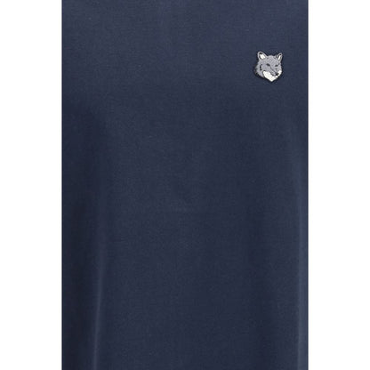 Maison Kitsuné Blue Cotton T-Shirt - Fox Head Comfort Tee