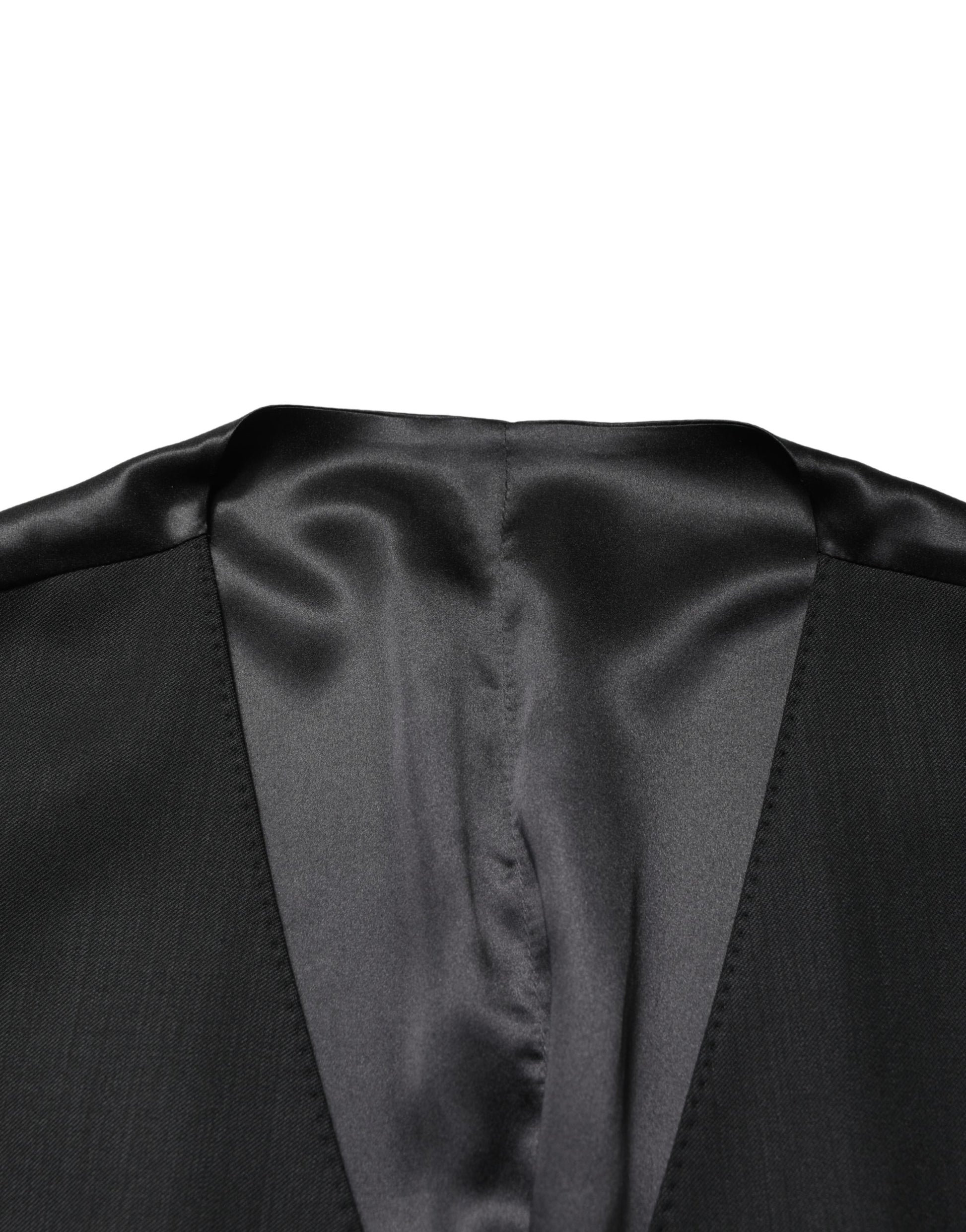 Dolce & Gabbana Black Wool Single Breasted Waistcoat Vest for Men