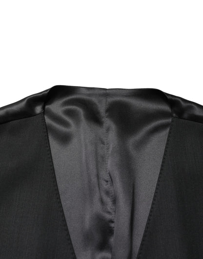 Dolce & Gabbana Black Wool Single Breasted Waistcoat Vest for Men